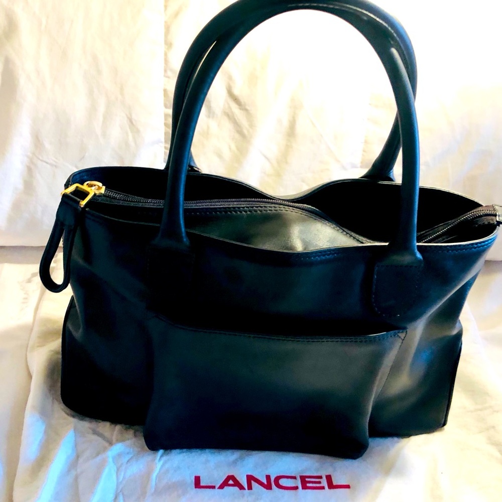 Lancel hand bag black leather 💼